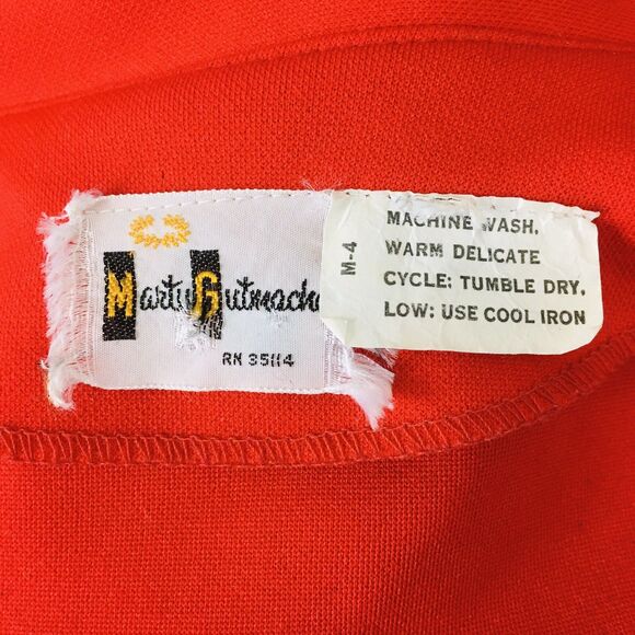 Vintage 60s Marty Gutmacher Red Puff Sleeves Mod Toggle Button Shift Dress S/M/L - Picture 7 of 7